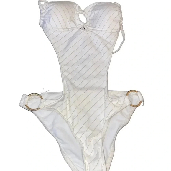 Xhilaration Other - NWT Xhilaration one piece white with gold swimsuit size Medium